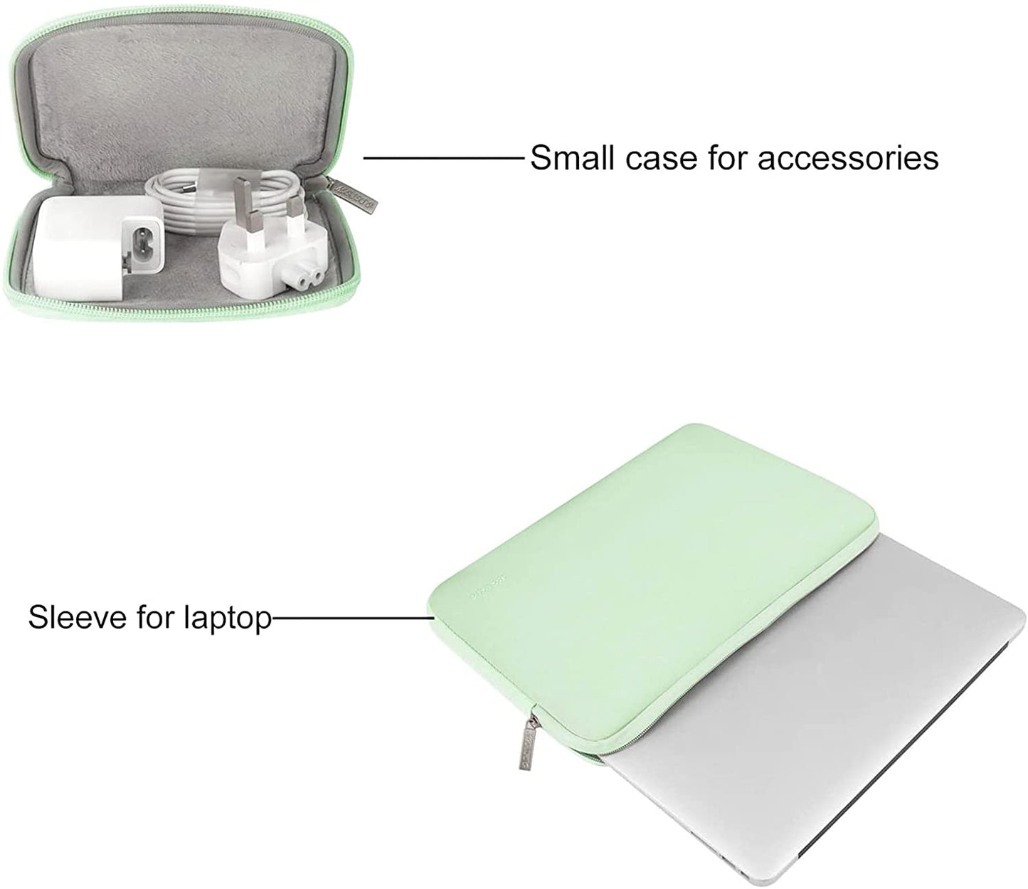MOSISO Laptop Sleeve 11 11.6 12.3 13 13.3 14 15 15.6 16 inch Compatible with MacBook Air 13 inch A2337 M1 A2179 A1932 2022 Pro 13 A2338 M1 A2251 A2289 A2159 A1989 A1706 A1708 2021 2020 Pro 14 inch A2442 A2485 Neoprene Bag with Small Case, Honeydew Green iMosiso