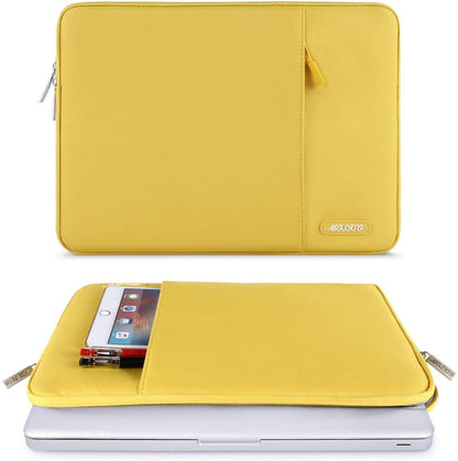 MOSISO Laptop Sleeve Bag 11.6 12 13 13.3 14 14.2 15 15.6 16 inch Compatible with MacBook Air 13 inch A2337 M1 A2179 A1932 2018-2022/Pro 13 inch A2338 M1 A2251 A2289 A2159 A1989 A1706 A1708, Polyester Vertical Case with Pocket, Yellow iMosiso