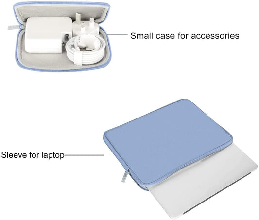 MOSISO Laptop Sleeve 11 11.6 12.3 13 13.3 14 15 15.6 16 inch Compatible with MacBook Air 13 inch A2337 M1 A2179 A1932 2022 Pro 13 inch A2338 M1 A2251 A2289 A2159 A1989 A1706 A1708 2021 2020 A1502 A2442 A2485 Neoprene Bag with Small Case, Serenity Blue iMosiso