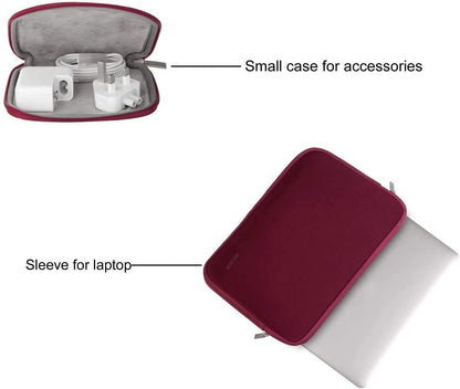 MOSISO Laptop Sleeve 11 11.6 12.3 13 13.3 14 15 15.6 16 inch Compatible with MacBook Air 13 inch A2337 M1 A2179 A1932 2022 Pro 13 inch A2338 M1 A2251 A2289 A2159 A1989 A1706 A1708 2021 2020 A1502 A2442 A2485 Neoprene Bag with Small Case, Wine Red iMosiso