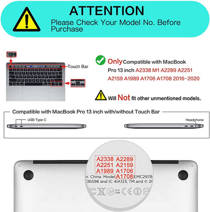MOSISO Compatible with MacBook Pro 13 inch Case 2020-2016 Release A2338 M1 A2289 A2251 A2159 A1989 A1706 A1708, Plastic Hard Shell Case&Keyboard Cover Skin&Screen Protector&Storage Bag, Serenity Blue iMosiso