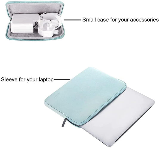 MOSISO Laptop Sleeve 11 11.6 12.3 13 13.3 14 15 15.6 16 inch Compatible with MacBook Air 13 inch A2337 M1 A2179 A1932 2022 Pro 13 inch A2338 M1 A2251 A2289 A2159 A1989 A1706 A1708 2021 2020 A1502 A2442 A2485 Neoprene Bag with Small Case, Mint Green iMosiso
