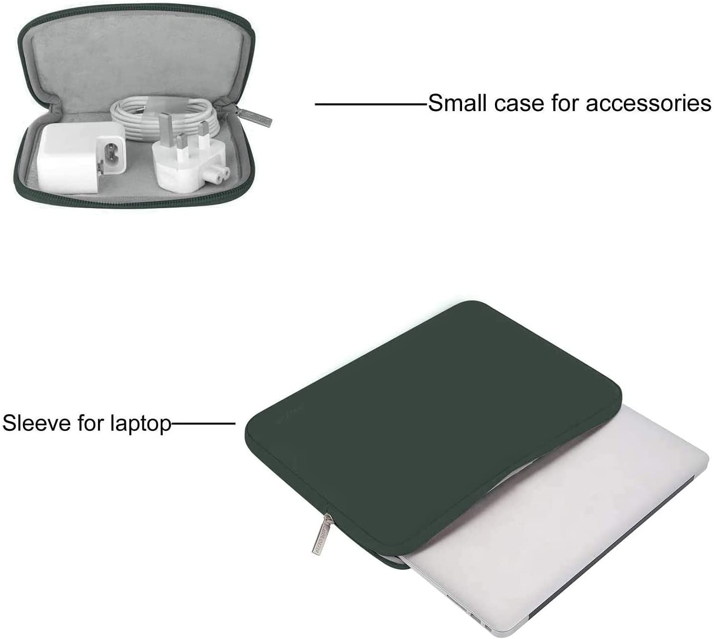 MOSISO Laptop Sleeve 11 11.6 12.3 13 13.3 14 15 15.6 16 inch Compatible with MacBook Air 13 inch A2337 M1 A2179 A1932 2022 Pro 13 A2338 M1 A2251 A2289 A2159 A1989 A1706 2021 2020 Pro 14 16 inch A2442 A2485 Neoprene Bag with Small Case, Midnight Green iMosiso