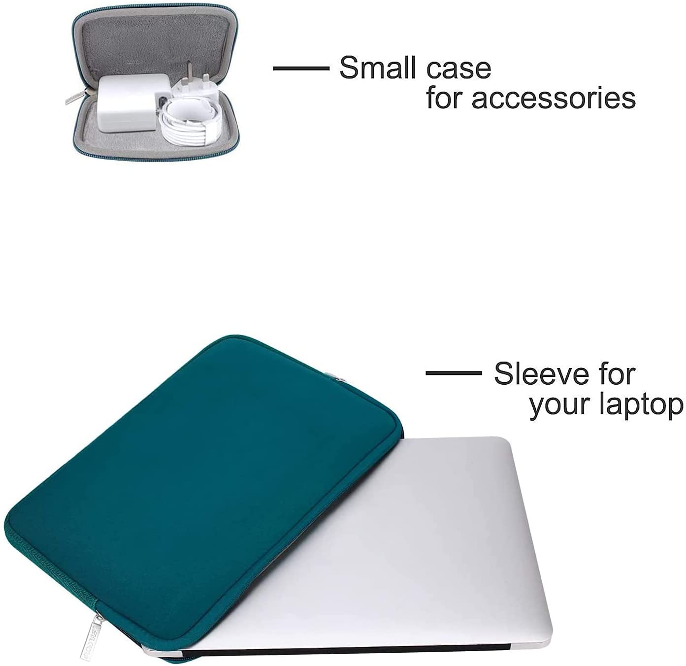 MOSISO Laptop Sleeve Compatible with MacBook Air 13 inch A2337 M1 A2179 A1932 2022-2018/Pro 13 inch A2338 M1 A2251 A2289 A2159 A1989 A1706 A1708 2021-2016, Neoprene Bag with Small Case, Deep Teal iMosiso