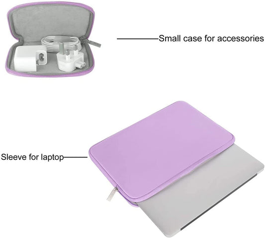 MOSISO Laptop Sleeve 11 11.6 12.3 13 13.3 14 15 15.6 16 inch Compatible with MacBook Air 13 inch A2337 M1 A2179 A1932 2022 Pro 13 A2338 M1 A2251 A2289 A2159 A1989 A1706 A1708 2021 2020 Pro 14 16 inch A2442 A2485 Neoprene Bag with Small Case, Light Purple iMosiso