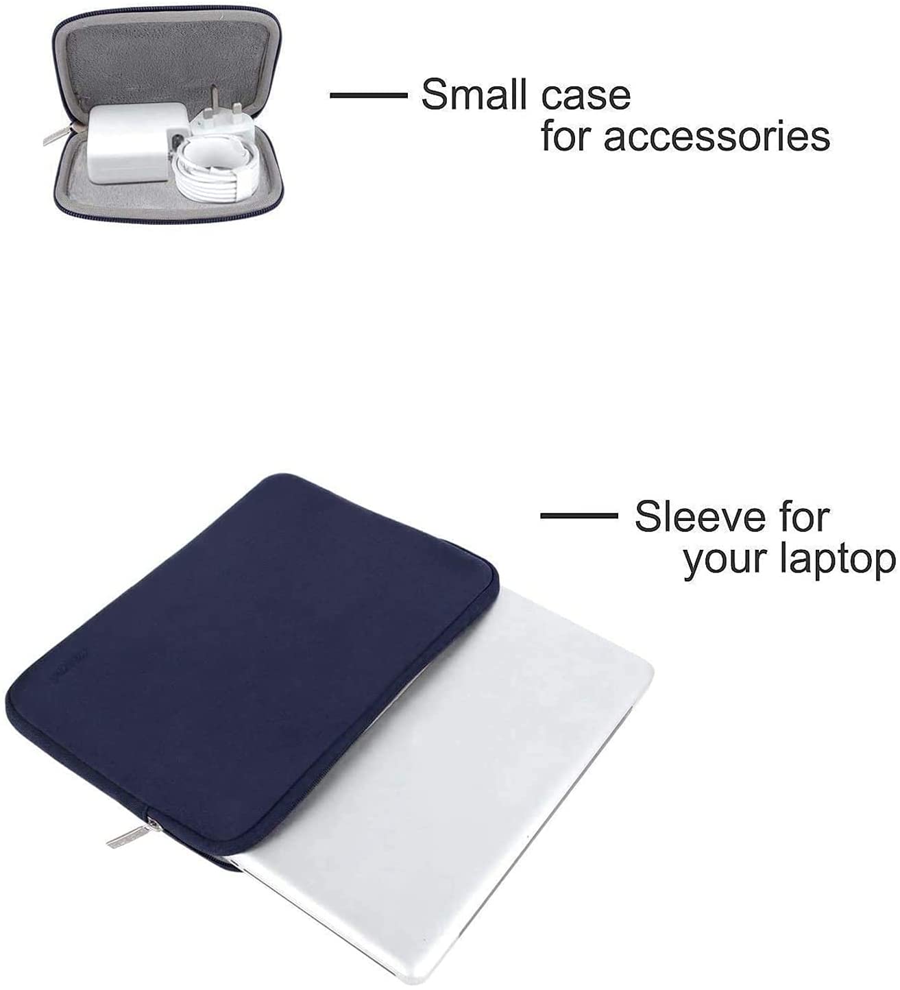 MOSISO Laptop Sleeve 11 11.6 12.3 13 13.3 14 15 15.6 16 inch Compatible with MacBook Air 13 inch A2337 M1 A2179 A1932 2022 Pro 13 A2338 M1 A2251 A2289 A2159 A1989 A1706 2021 2020 Pro 14 16 inch A2442 A2485 Neoprene Bag with Small Case, Navy Blue iMosiso