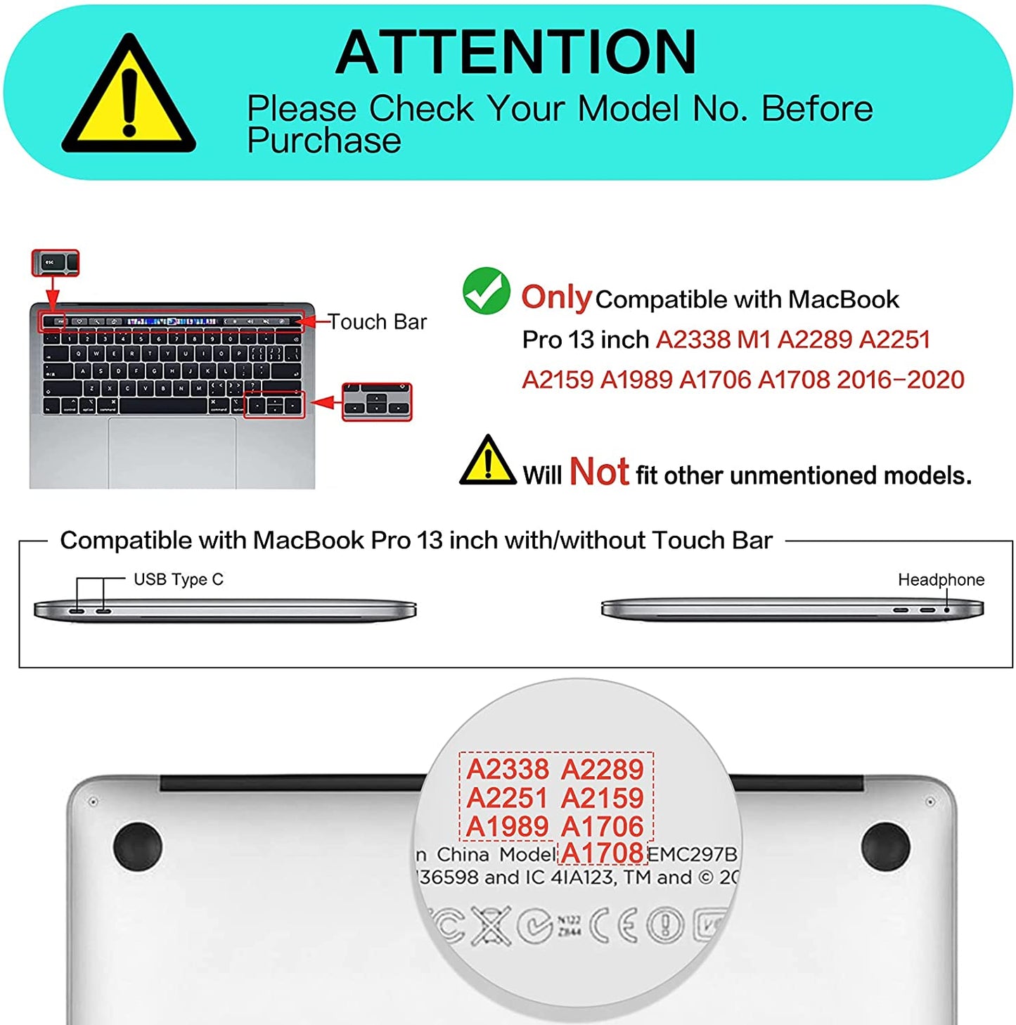 MOSISO Compatible with MacBook Pro 13 inch Case 2020-2016 Release A2338 M1 A2289 A2251 A2159 A1989 A1706 A1708 with/Without Touch Bar, Protective Plastic Hard Shell Case Cover, Matte Black iMosiso