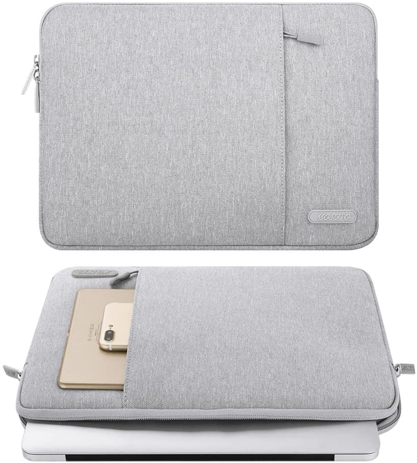 MOSISO Laptop Sleeve Bag Compatible with MacBook Air 13 inch A2337 M1 A2179 A1932 2018-2021/Pro 13 inch A2338 M1 A2251 A2289 A2159 A1989 A1706 A1708, Polyester Vertical Case with Pocket, Gray iMosiso
