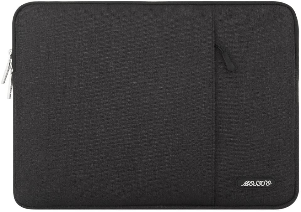 MOSISO Laptop Sleeve Bag 11.6 12.3 13 13.3 14 15 15.6 16 17 17.3 inch Compatible with MacBook Air 13 inch A2337 M1 A2179 A1932 2018-2022/Pro 13 inch A2338 M1 A2251 A2289 A2159 A1989 A1706 A1708, Pro 14 15 16 inch Polyester Vertical Case with Pocket, Black iMosiso