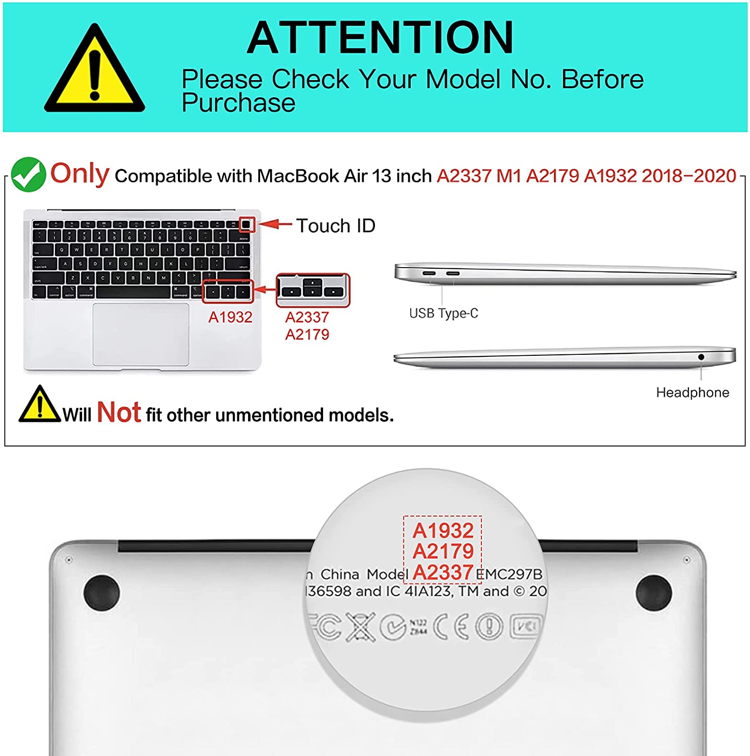 MOSISO 5 in 1 New MacBook Air 13 inch Case A1932 2019 2018 Release, Hard Case Shell Cover&Sleeve Bag for Apple MacBook Air 13'' with Retina Display