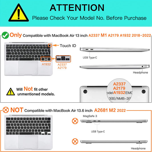 MOSISO Compatible with MacBook Air 13 inch Case 2022-2018 A2337 M1 A2179 A1932 Retina, Plastic Watercolor Marble Hard Shell Case&Sleeve Bag&Keyboard Skin&Webcam Cover&Screen Protector, Blue iMosiso