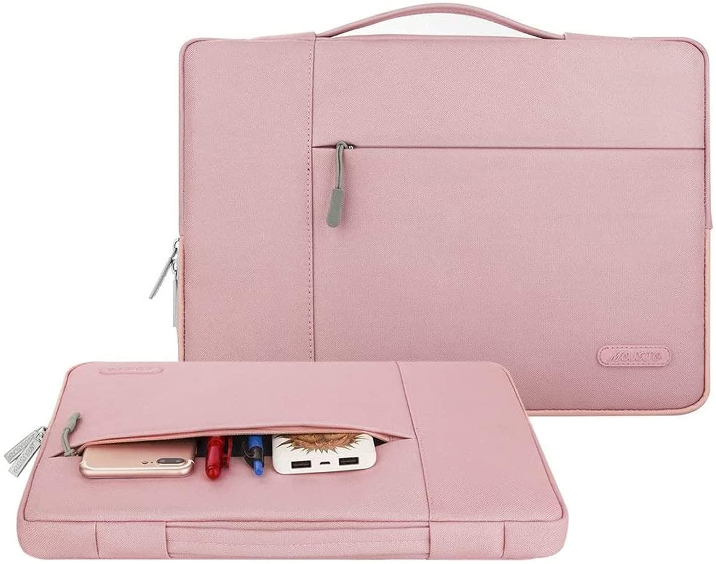 MOSISO Laptop Sleeve Compatible with MacBook Air Pro 11 13 13.3 14 15 16 17.3 inch MacBook Pro Air 13 inch A2337 M1 A2338 M1 15 15.6 inch Multifunctional Briefcase Bag Waterproof Notebook Shoulder Handbag Briefcase Cover Case, Pink iMosiso