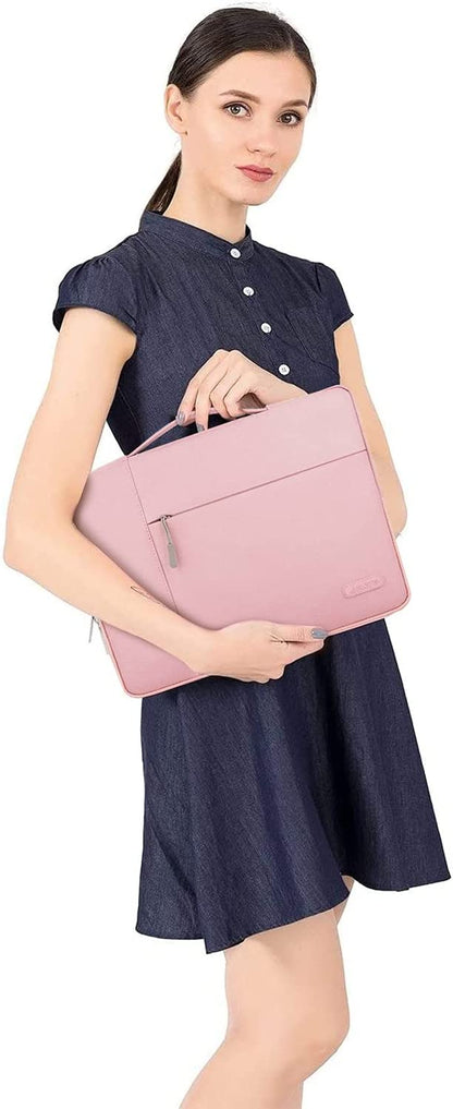 MOSISO Laptop Sleeve Compatible with MacBook Air Pro 11 13 13.3 14 15 16 17.3 inch MacBook Pro Air 13 inch A2337 M1 A2338 M1 15 15.6 inch Multifunctional Briefcase Bag Waterproof Notebook Shoulder Handbag Briefcase Cover Case, Pink iMosiso