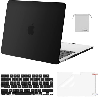 MOSISO Compatible with MacBook Air 13.6 inch Case 2022 Release A2681 M2 Chip with Liquid Retina Display Touch ID, Plastic Hard Shell Case&Keyboard Cover&Screen Protector&Storage Bag, Black iMosiso