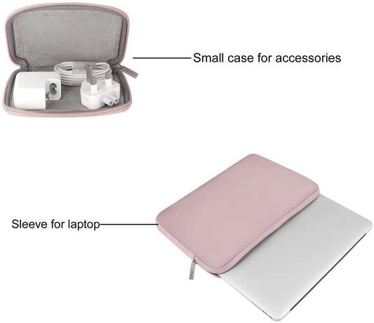 MOSISO Laptop Sleeve Compatible with MacBook Pro 14 inch 2021 M1 Pro/M1 Max A2442, Compatible with MacBook Air/Pro Retina, 13-13.3 inch Notebook, Neoprene Bag Cover with Small Case, Baby Pink iMosiso