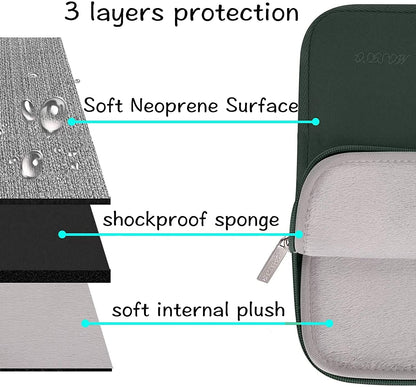 MOSISO Laptop Sleeve 11 11.6 12.3 13 13.3 14 15 15.6 16 inch Compatible with MacBook Air 13 inch A2337 M1 A2179 A1932 2022 Pro 13 A2338 M1 A2251 A2289 A2159 A1989 A1706 2021 2020 Pro 14 16 inch A2442 A2485 Neoprene Bag with Small Case, Midnight Green iMosiso