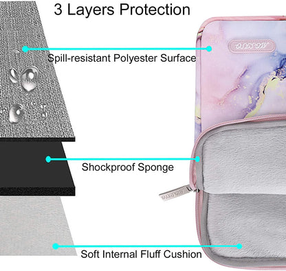 MOSISO Laptop Sleeve Compatible with MacBook Pro 14 inch 2021 M1 Pro/M1 Max A2442, Compatible with MacBook Air/Pro Retina, 13-13.3 inch Notebook, Polyester Vertical Bag with Pocket Marble MO-MBH216 iMosiso
