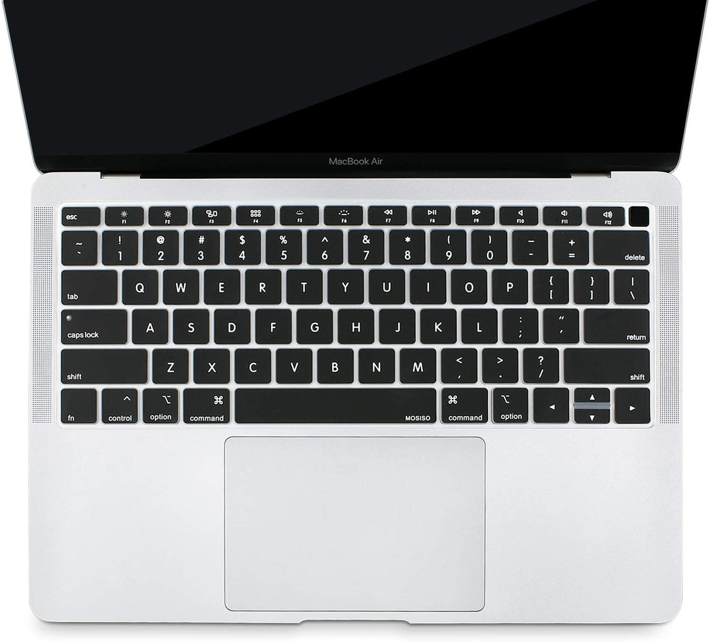 MOSISO Keyboard Cover Compatible with MacBook Air 13 inch 2019 2018 Release A1932 Retina Display with Touch ID, Waterproof Dust-Proof Protective Silicone Skin, Black iMosiso