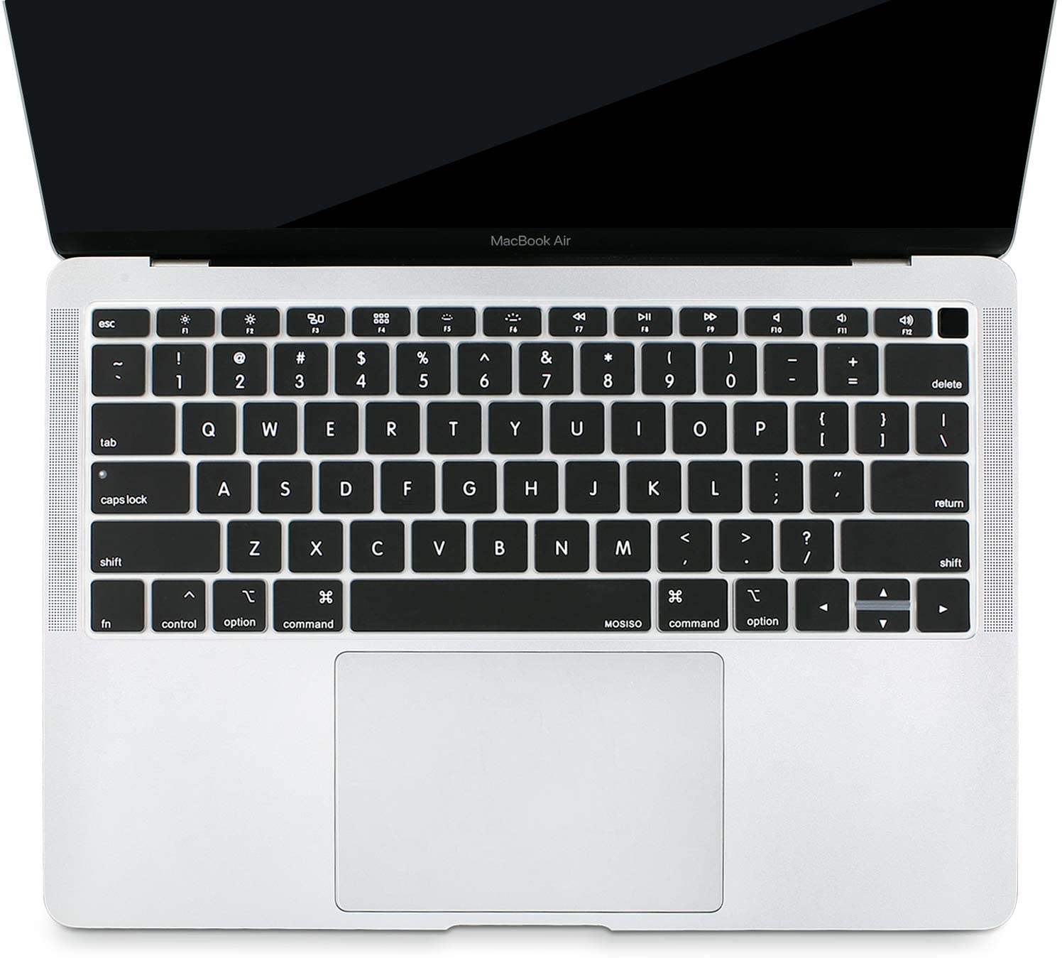 MOSISO Keyboard Cover Compatible with MacBook Air 13 inch 2019 2018 Release A1932 Retina Display with Touch ID, Waterproof Dust-Proof Protective Silicone Skin, Black iMosiso