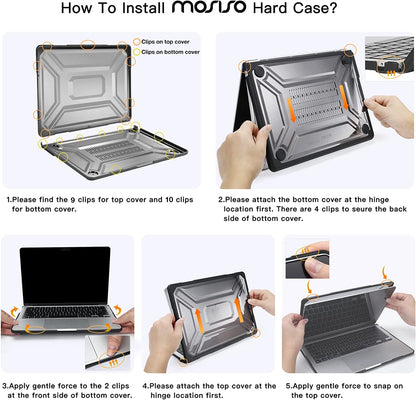 MOSISO Compatible with MacBook Air 13.6 inch Case 2022 2023 Release A2681 M2 Chip with Touch ID, Heavy Duty Plastic Hard Shell Case with TPU Bumper & Keyboard Cover, Black iMosiso