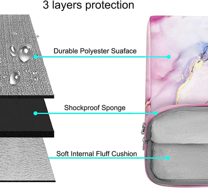 MOSISO Laptop Shoulder Bag Compatible with MacBook Pro Air 13 inch A2337 A2179 A1932 A2338 A2251 A2289 , 2021 Macbook Pro 14 Pro 16 M1 A2442 A2485 13 13.3 14 15 16 inch Polyester Briefcase Sleeve with Trolley Belt Marble MO-MBH216 iMosiso