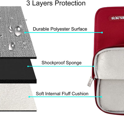 MOSISO Laptop Sleeve Bag 11.6 12 13 13.3 14 14.2 15 15.6 16 inch Compatible with MacBook Air 13 inch A2337 M1 A2179 A1932 2018-2022/Pro 13 inch A2338 M1 A2251 A2289 A2159 A1989 A1706 A1708, Polyester Vertical Case with Pocket, Red iMosiso