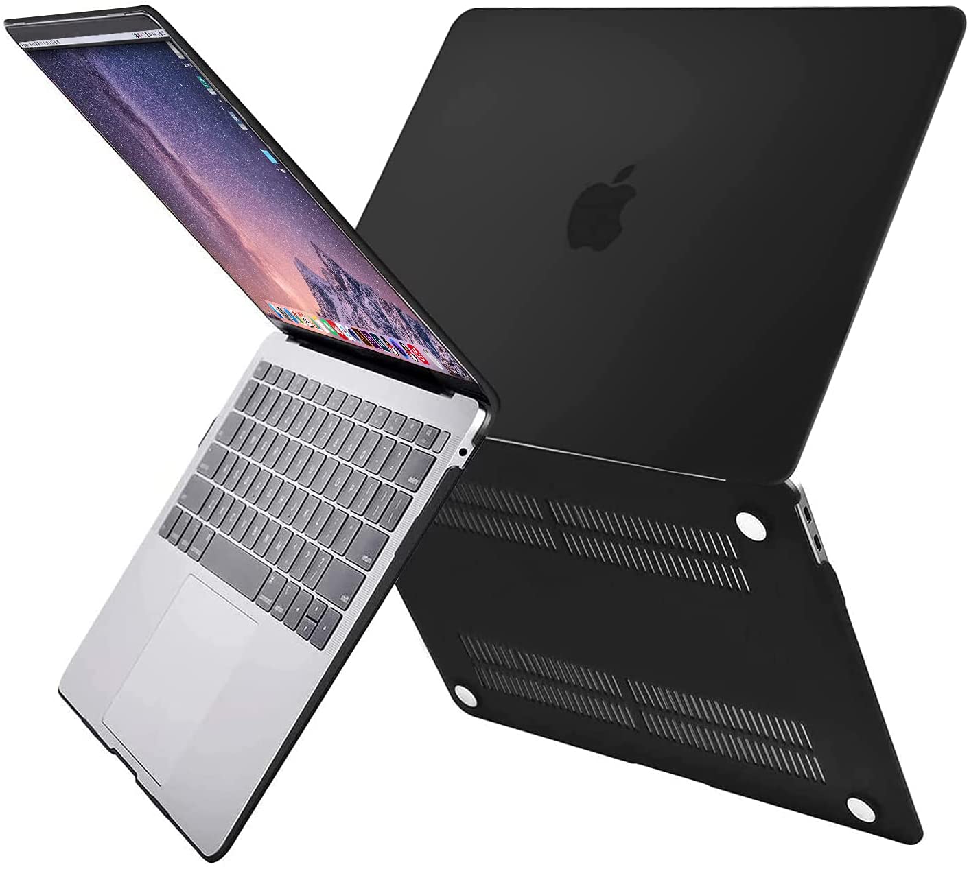 MOSISO Compatible with MacBook Air 13 inch Case 2022, 2021-2018 Release A2337 M1 A2179 A1932 Retina Display Touch ID, Plastic Hard Shell&Keyboard Cover&Screen Protector&Storage Bag, Black iMosiso