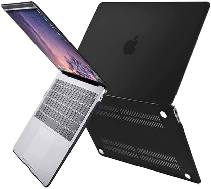 MOSISO Compatible with MacBook Air 13 inch Case 2022, 2021-2018 Release A2337 M1 A2179 A1932 Retina Display Touch ID, Plastic Hard Shell&Keyboard Cover&Screen Protector&Storage Bag, Black iMosiso