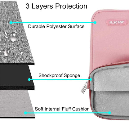 MOSISO Laptop Sleeve Bag 11.6 12 13 13.3 14 14.2 15 15.6 16 inch Compatible with MacBook Air 13 inch A2337 M1 A2179 A1932 2018-2022/Pro 13 inch A2338 M1 A2251 A2289 A2159 A1989 A1706 A1708, Polyester Vertical Case with Pocket, Pink iMosiso