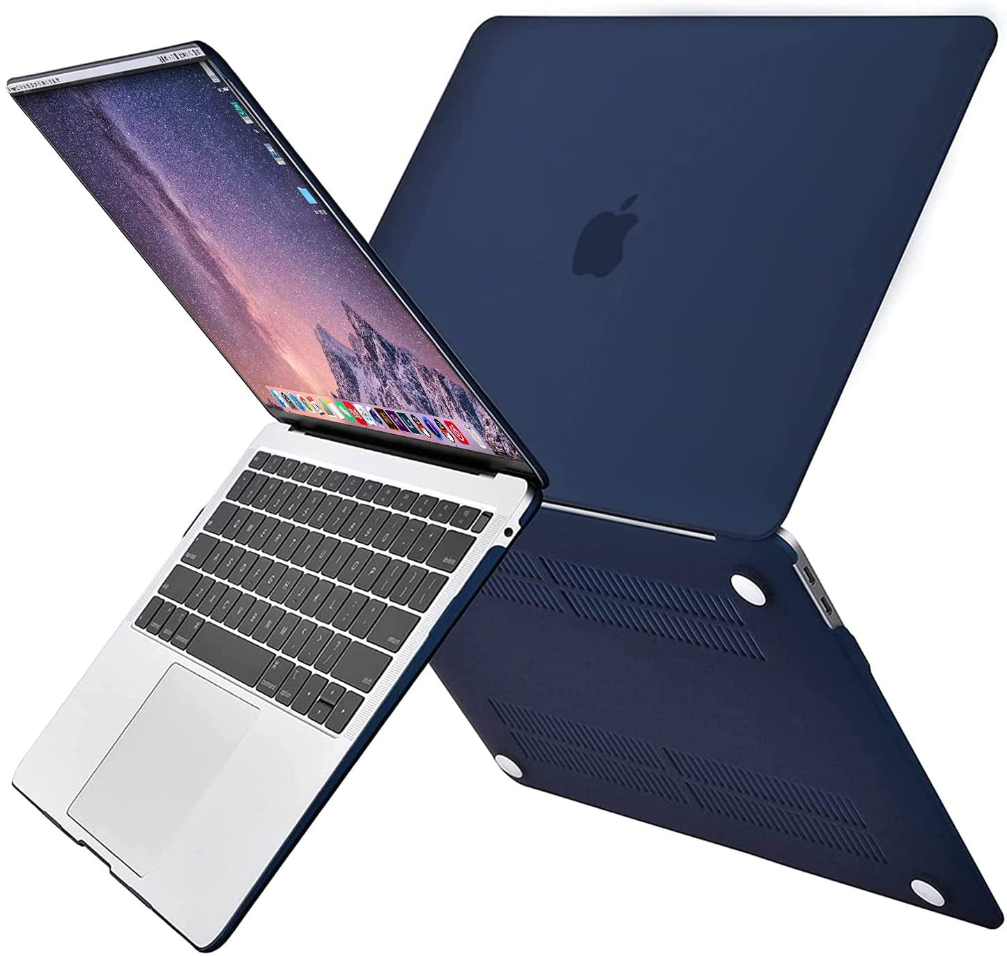 MOSISO Compatible with MacBook Air 13 inch Case 2022, 2021-2018 Release A2337 M1 A2179 A1932 Retina Display Touch ID, Plastic Hard Shell&Keyboard Cover&Screen Protector&Storage Bag, Navy Blue iMosiso