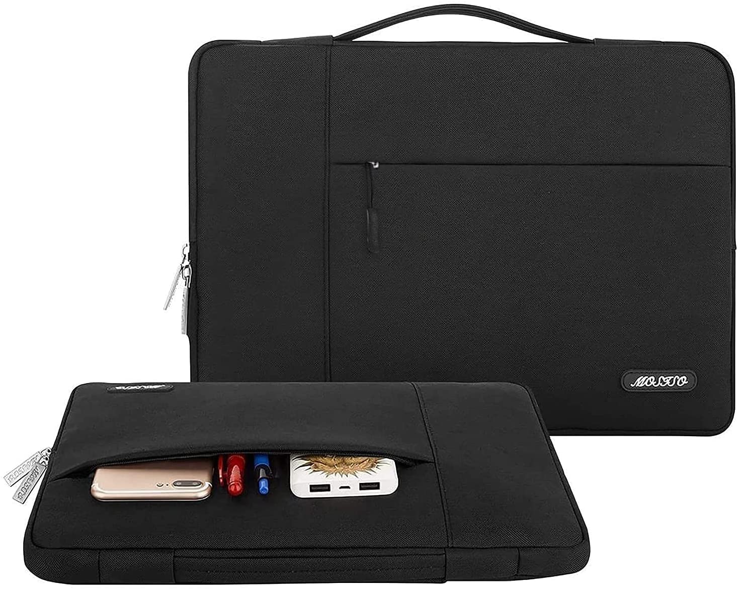 MOSISO Laptop Sleeve Compatible with MacBook Air 13 inch A2337 M1 A2179 A1932 2018-2022/Pro 13 inch A2338 M1 11 13 13.3 14 15 15.6 16 17.3 inch Polyester Multifunctional Briefcase Bag Waterproof Notebook Shoulder Handbag Briefcase Cover Case, Black iMosiso