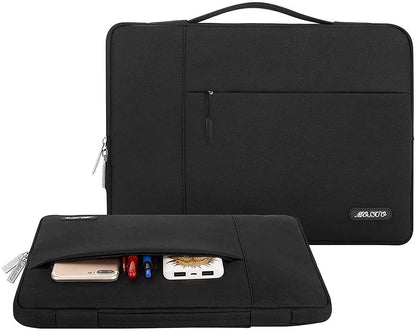 MOSISO Laptop Sleeve Compatible with MacBook Air 13 inch A2337 M1 A2179 A1932 2018-2022/Pro 13 inch A2338 M1 11 13 13.3 14 15 15.6 16 17.3 inch Polyester Multifunctional Briefcase Bag Waterproof Notebook Shoulder Handbag Briefcase Cover Case, Black iMosiso
