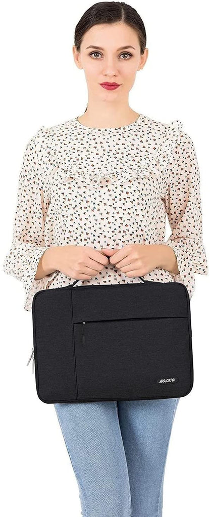 MOSISO Laptop Sleeve Compatible with MacBook Air 13 inch A2337 M1 A2179 A1932 2018-2022/Pro 13 inch A2338 M1 11 13 13.3 14 15 15.6 16 17.3 inch Polyester Multifunctional Briefcase Bag Waterproof Notebook Shoulder Handbag Briefcase Cover Case, Black iMosiso