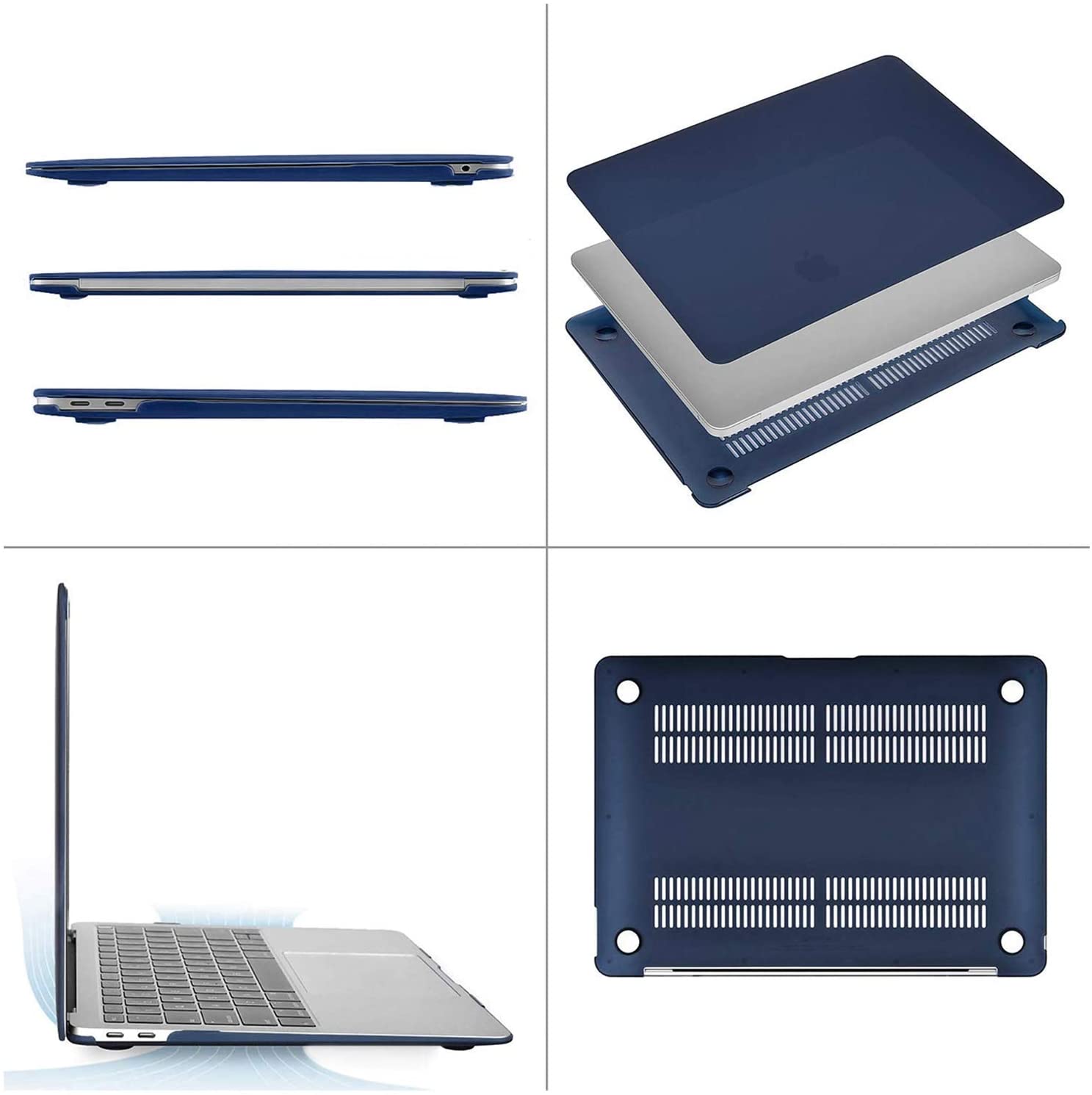MOSISO Compatible with MacBook Air 13 inch Case 2022, 2021-2018 Release A2337 M1 A2179 A1932 Retina Display Touch ID, Plastic Hard Shell&Keyboard Cover&Screen Protector&Storage Bag, Navy Blue iMosiso