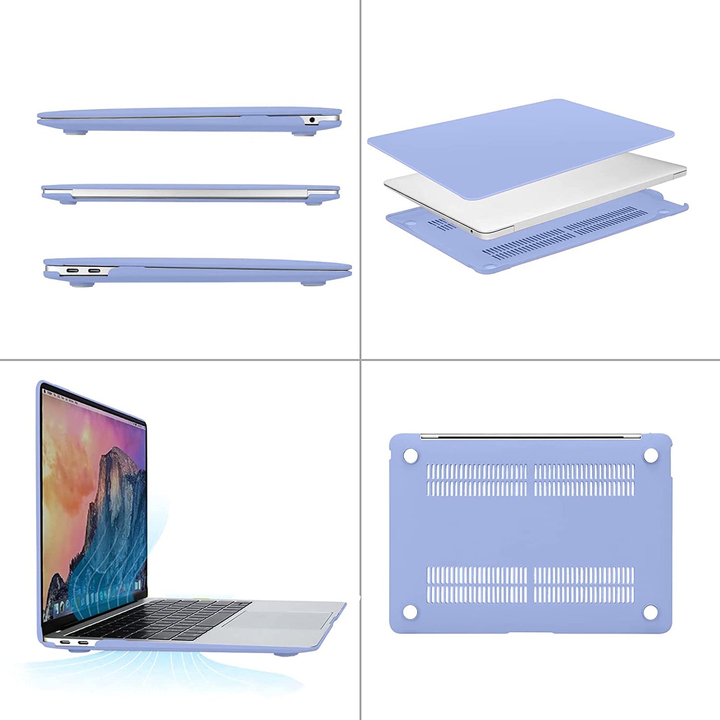 MOSISO Compatible with MacBook Air 13 inch Case 2022, 2021-2018 Release A2337 M1 A2179 A1932 Retina Display Touch ID, Plastic Hard Shell&Keyboard Cover&Screen Protector&Storage Bag, Serenity Blue iMosiso