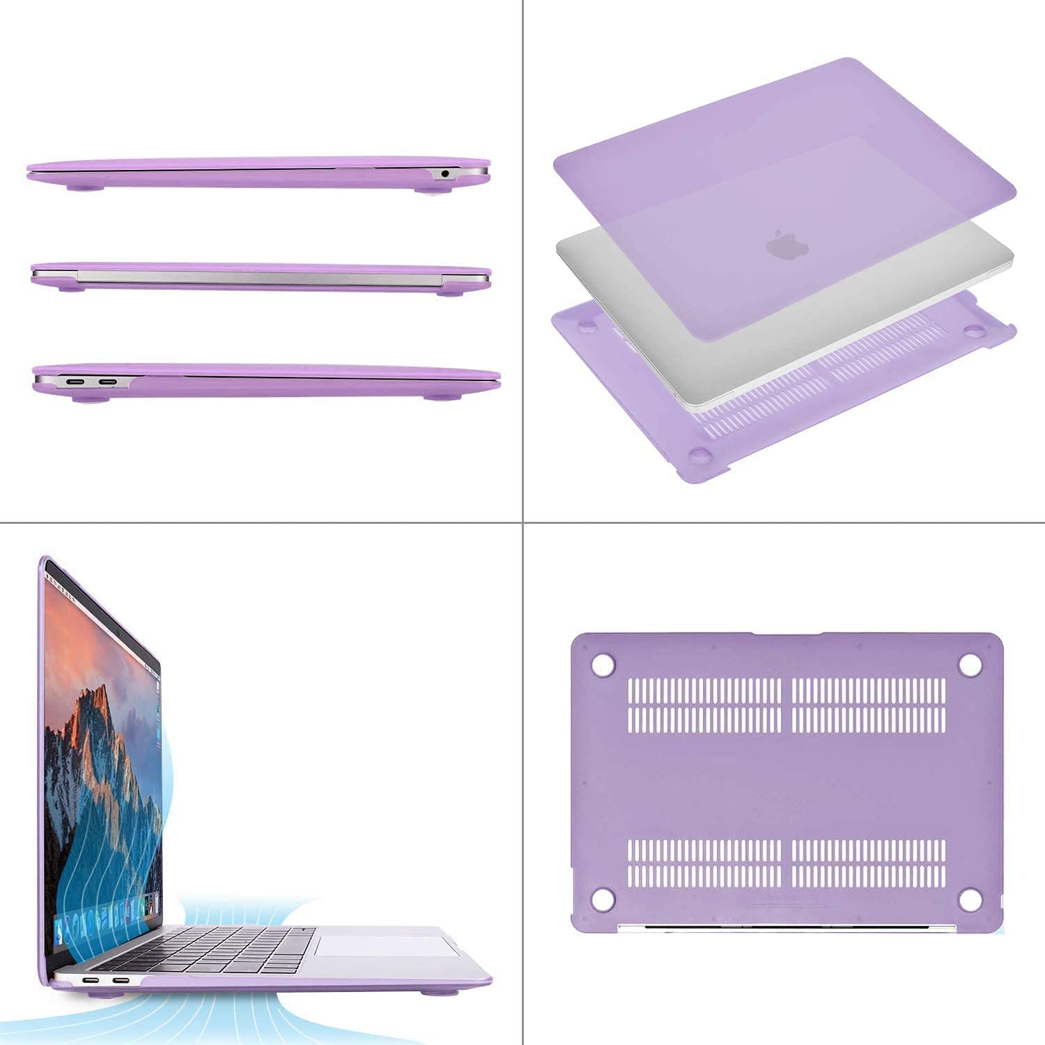 MOSISO Compatible with MacBook Air 13 inch Case 2022, 2021-2018 Release A2337 M1 A2179 A1932 Retina Display Touch ID, Plastic Hard Shell&Keyboard Cover&Screen Protector&Storage Bag, Light Purple iMosiso