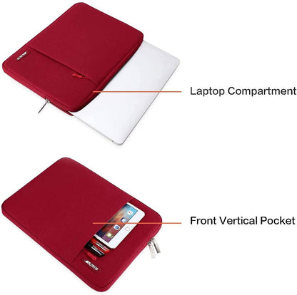MOSISO Laptop Sleeve Bag 11.6 12 13 13.3 14 14.2 15 15.6 16 inch Compatible with MacBook Air 13 inch A2337 M1 A2179 A1932 2018-2022/Pro 13 inch A2338 M1 A2251 A2289 A2159 A1989 A1706 A1708, Polyester Vertical Case with Pocket, Red iMosiso