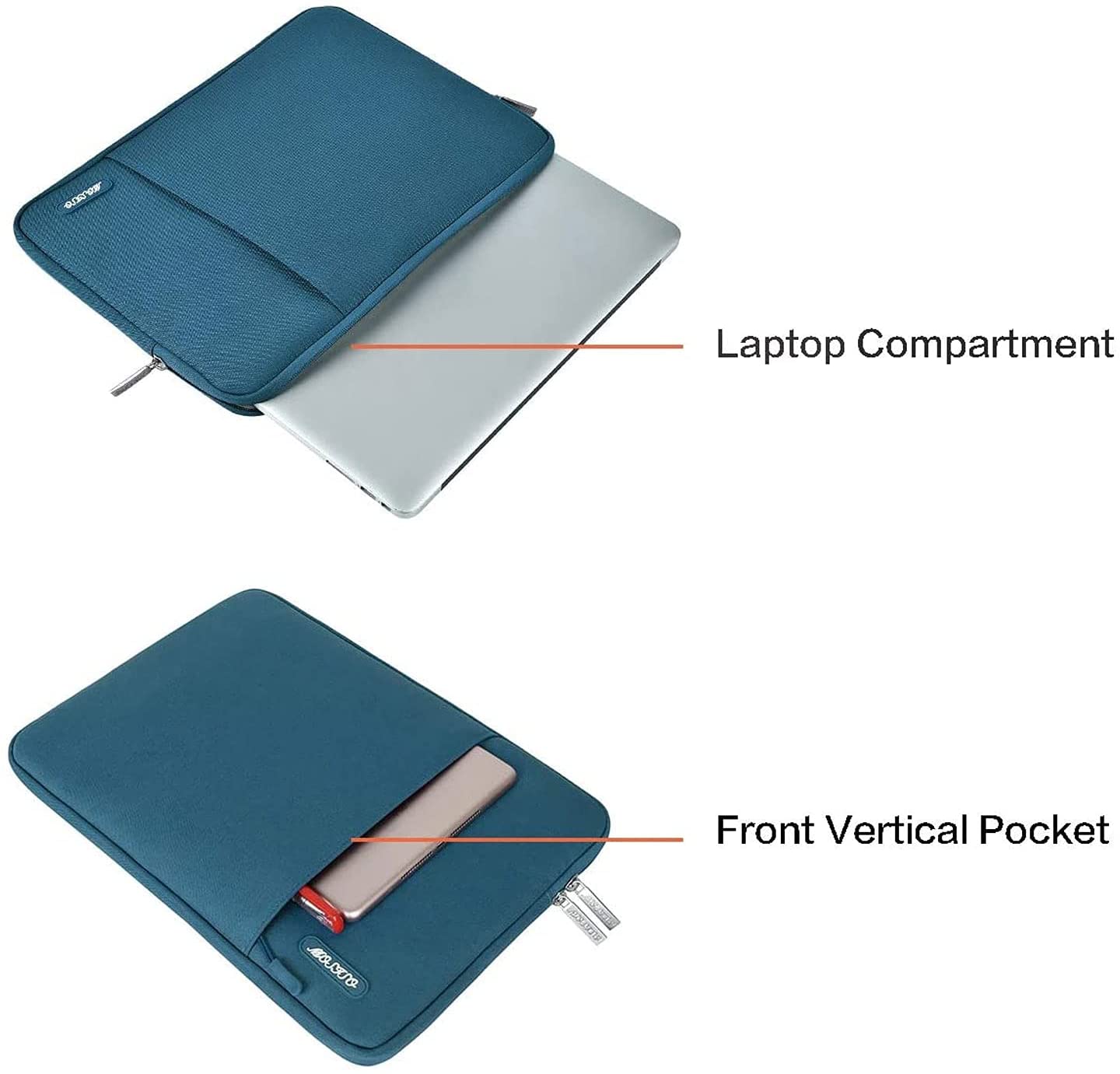 MOSISO Laptop Sleeve Bag Compatible with MacBook Air Pro 13  2020 2021 2022 Air 13 A2337 Pro 14 A2442 13 13.3 14 15 15.6 16 17 17.3 inch Notebook,Compatible with MacBook Pro 14 inch 2021 2022 M1 Pro/Max A2442,Polyester Vertical Case with Pocket, Deep Teal iMosiso