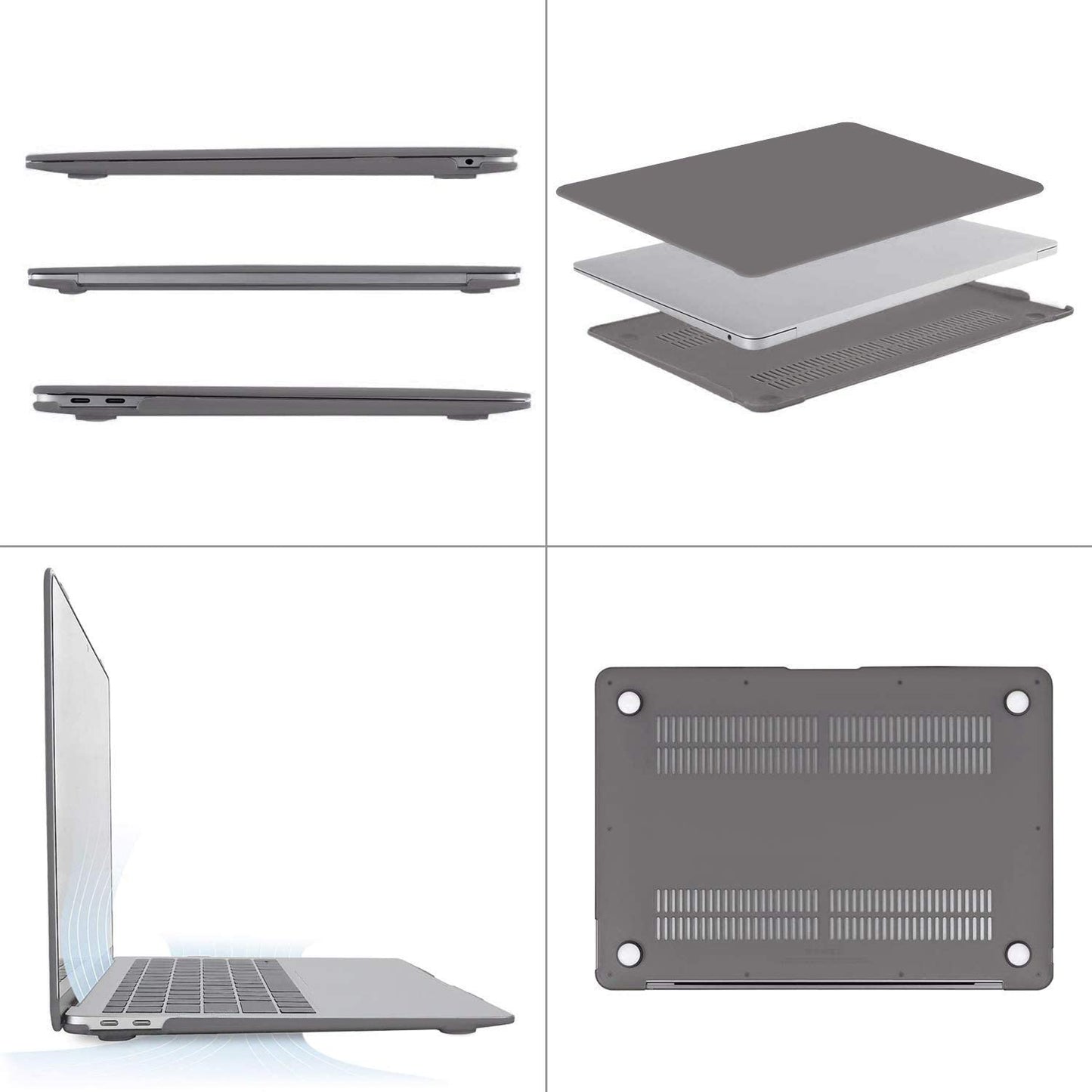 MOSISO Compatible with MacBook Air 13 inch Case 2022, 2021-2018 Release A2337 M1 A2179 A1932 Retina Display Touch ID, Plastic Hard Shell&Keyboard Cover&Screen Protector&Storage Bag, Gray iMosiso