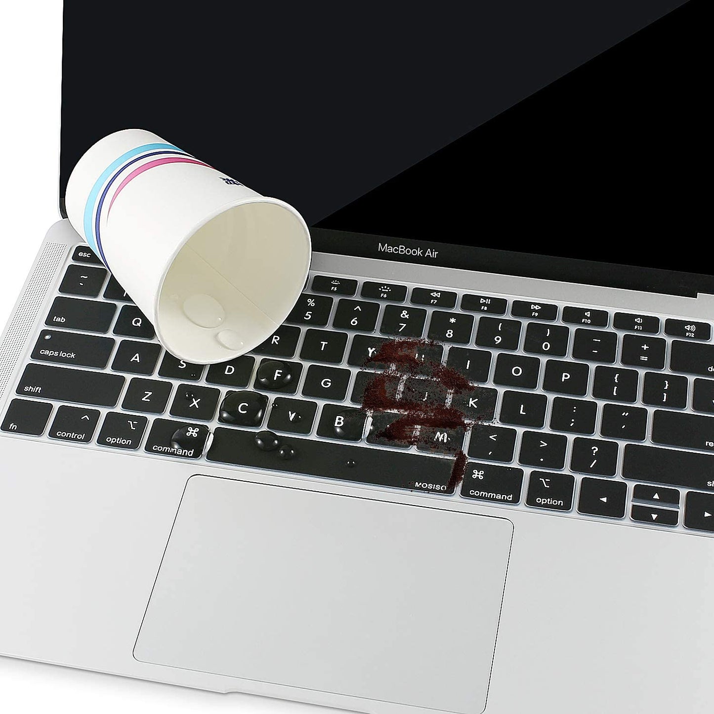 MOSISO Keyboard Cover Compatible with MacBook Air 13 inch 2019 2018 Release A1932 Retina Display with Touch ID, Waterproof Dust-Proof Protective Silicone Skin, Black iMosiso