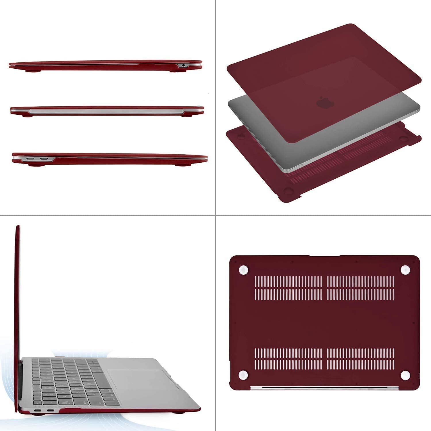 MOSISO Compatible with MacBook Air 13 inch Case 2022, 2021-2018 Release A2337 M1 A2179 A1932 Retina Display Touch ID, Plastic Hard Shell&Keyboard Cover&Screen Protector&Storage Bag, Marsala Red iMosiso