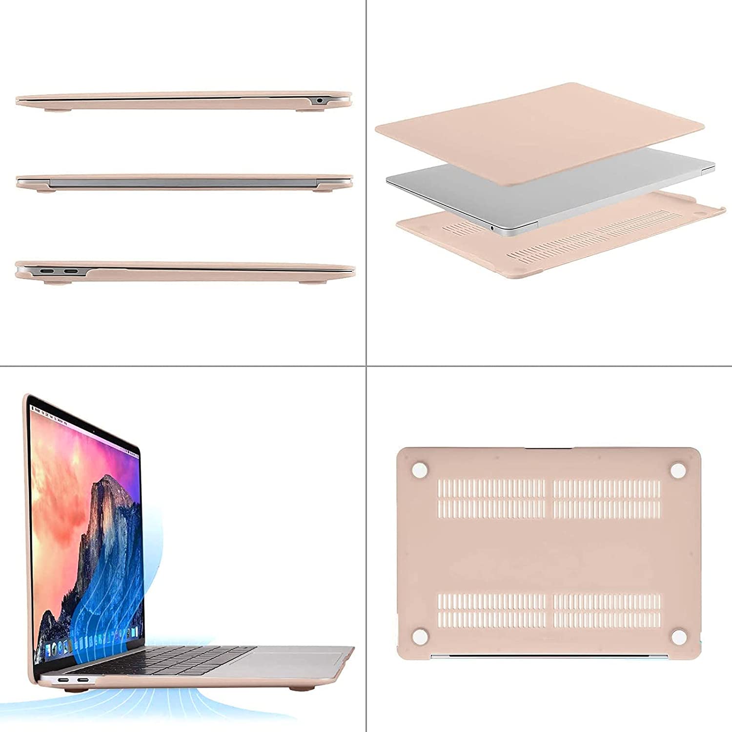MOSISO Compatible with MacBook Air 13 inch Case 2022, 2021-2018 Release A2337 M1 A2179 A1932 Retina Display Touch ID, Plastic Hard Shell&Keyboard Cover&Screen Protector&Storage Bag, Camel iMosiso