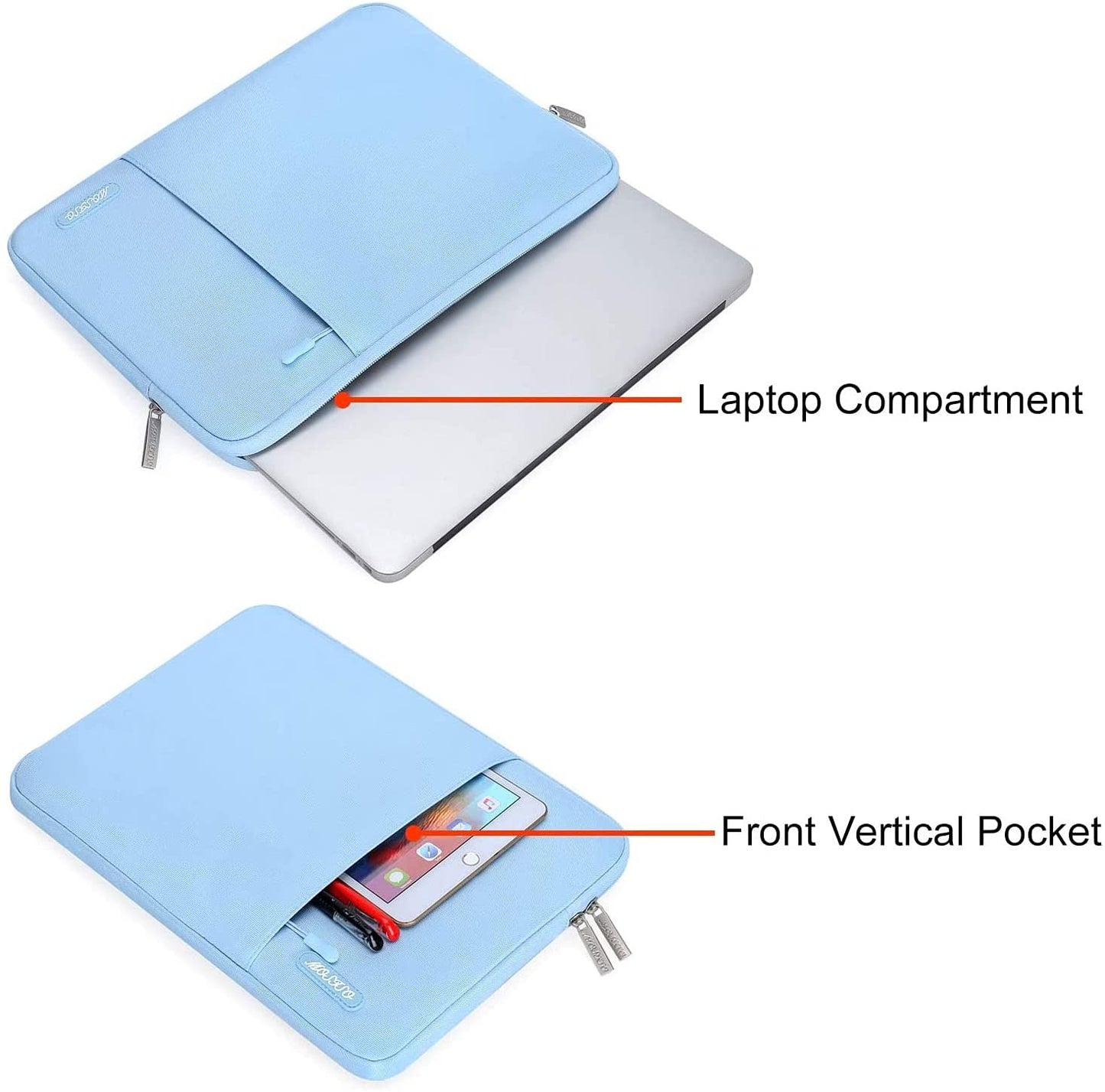 MOSISO Laptop Sleeve Bag 11.6 12 13 13.3 14 14.2 15 15.6 16 inch Compatible with MacBook Air 13 inch A2337 M1 A2179 A1932 2018-2022/Pro 13 inch A2338 M1 A2251 A2289 A2159 A1989 A1706 A1708, A2442 A2485 A2414 A1707 Polyester Vertical Case with Pocket iMosiso