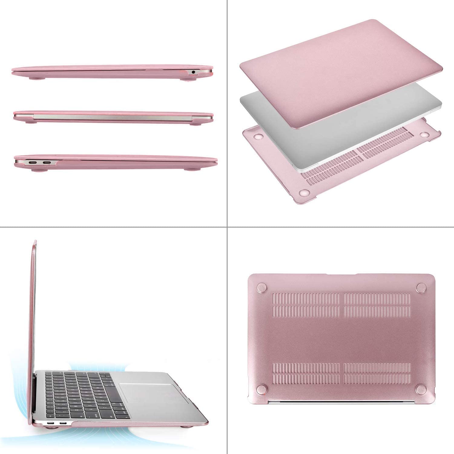 MOSISO Compatible with MacBook Air 13 inch Case 2022, 2021-2018 Release A2337 M1 A2179 A1932 Retina Display Touch ID, Plastic Hard Shell&Keyboard Cover&Screen Protector&Storage Bag, Rose Gold iMosiso