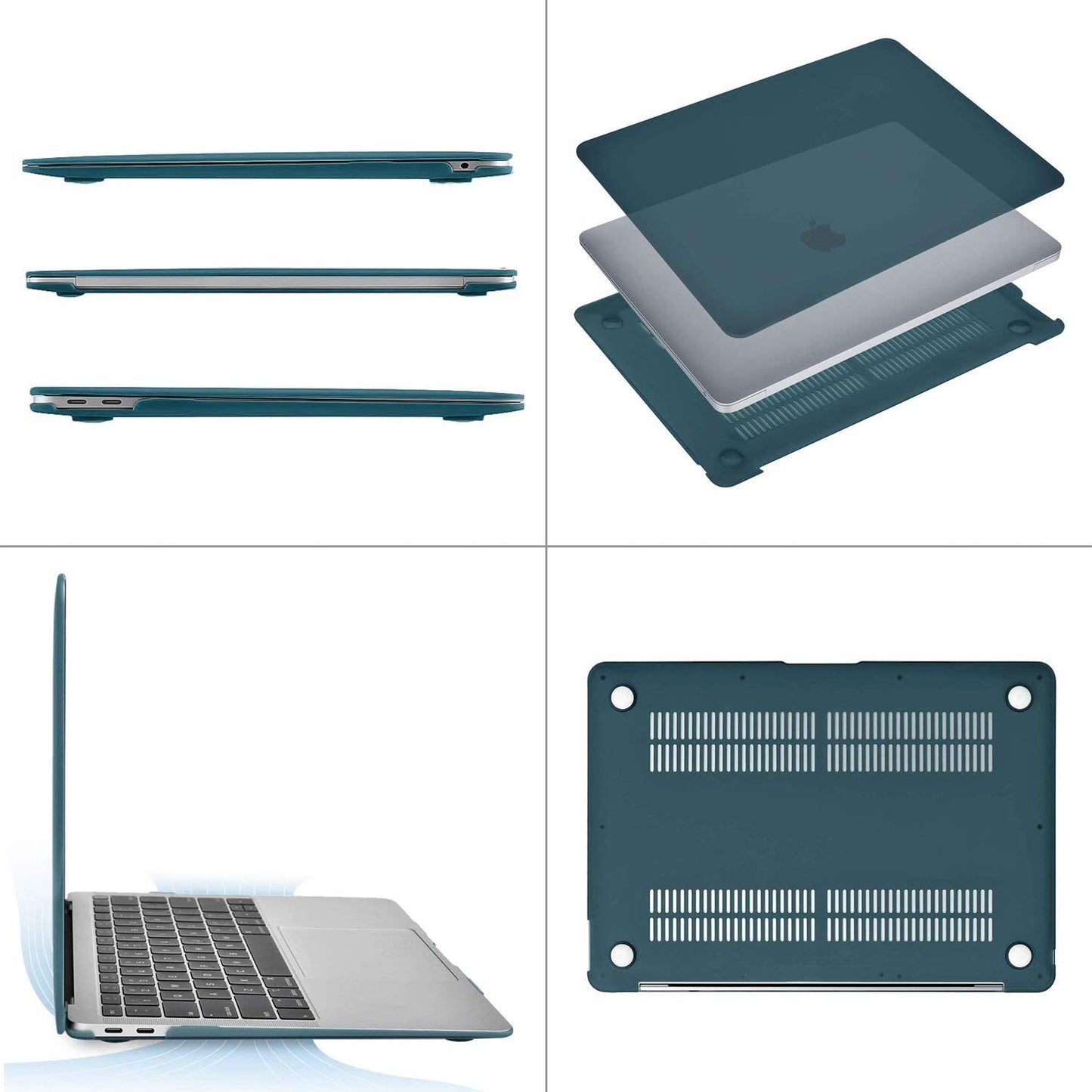 MOSISO Compatible with MacBook Air 13 inch Case 2022, 2021-2018 Release A2337 M1 A2179 A1932 Retina Display Touch ID, Plastic Hard Shell&Keyboard Cover&Screen Protector&Storage Bag, Deep Teal iMosiso