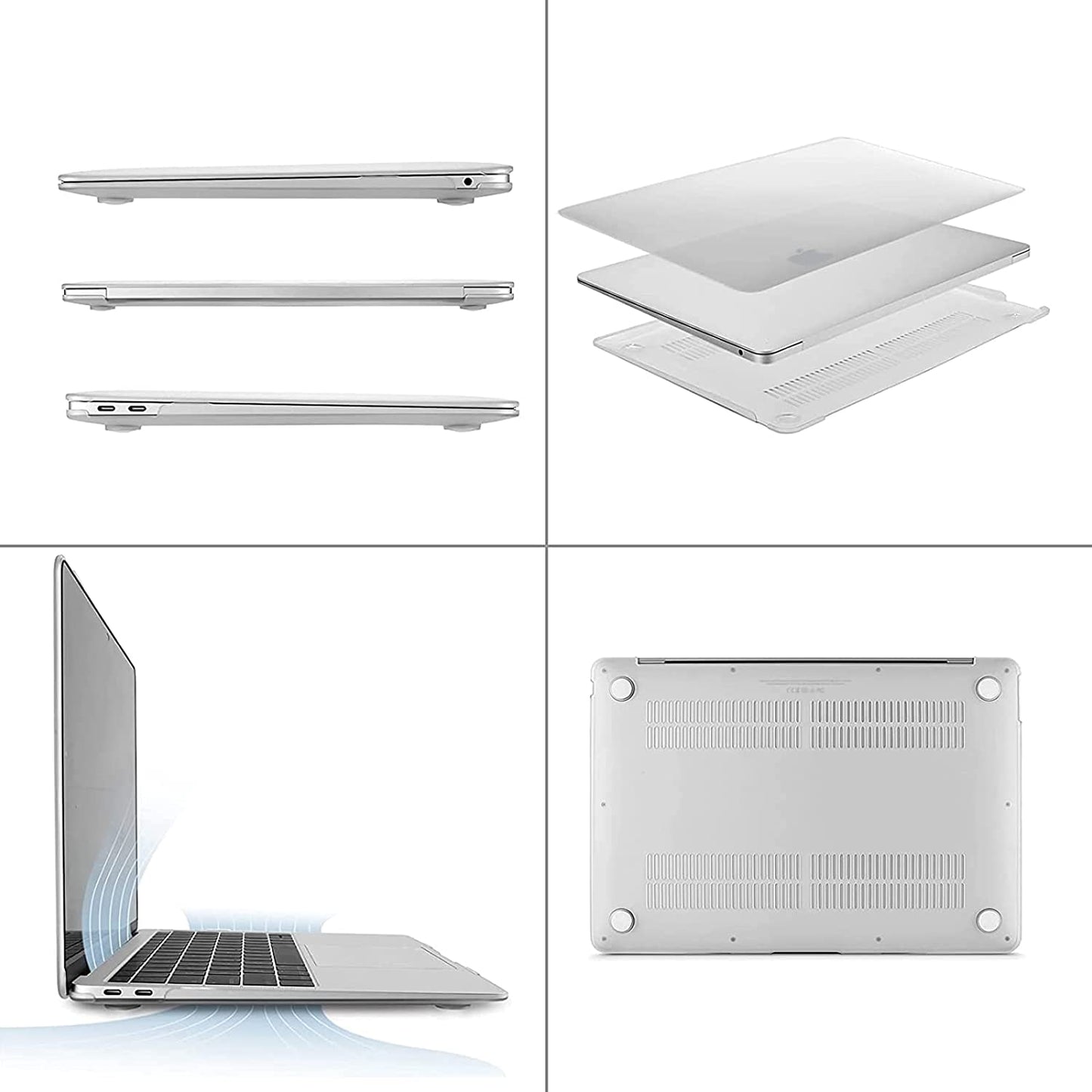 MOSISO Compatible with MacBook Air 13 inch Case 2022, 2021-2018 Release A2337 M1 A2179 A1932 Retina Display Touch ID, Plastic Hard Shell&Keyboard Cover&Screen Protector&Storage Bag, Frost iMosiso