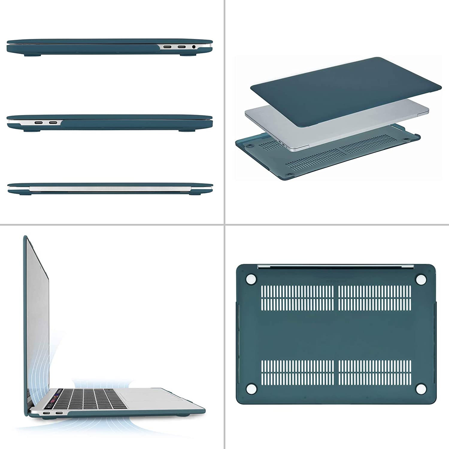 MOSISO Compatible with MacBook Pro 13 inch Case 2020-2016 Release A2338 M1 A2289 A2251 A2159 A1989 A1706 A1708 with/Without Touch Bar, Protective Plastic Hard Shell Case Cover, Deep Teal iMosiso