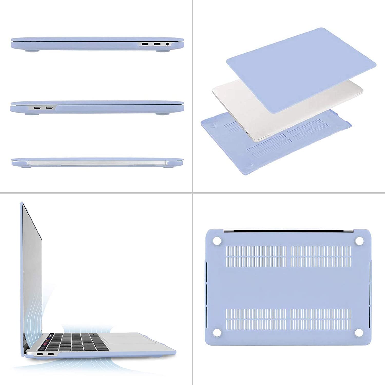 MOSISO Compatible with MacBook Pro 13 inch Case 2020-2016 Release A2338 M1 A2289 A2251 A2159 A1989 A1706 A1708, Plastic Hard Shell Case&Keyboard Cover Skin&Screen Protector&Storage Bag, Serenity Blue iMosiso