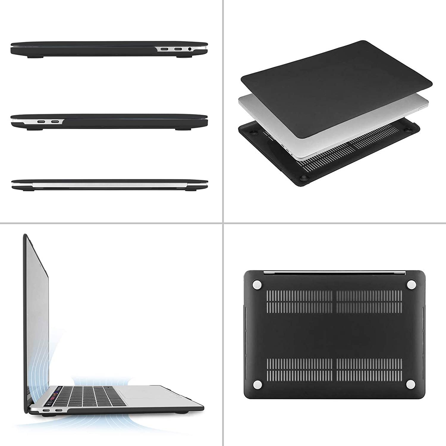 MOSISO Compatible with MacBook Pro 13 inch Case 2020-2016 Release A2338 M1 A2289 A2251 A2159 A1989 A1706 A1708 with/Without Touch Bar, Protective Plastic Hard Shell Case Cover, Matte Black iMosiso