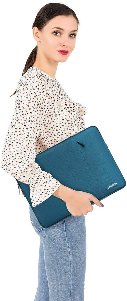MOSISO Laptop Sleeve Bag Compatible with MacBook Air Pro 13  2020 2021 2022 Air 13 A2337 Pro 14 A2442 13 13.3 14 15 15.6 16 17 17.3 inch Notebook,Compatible with MacBook Pro 14 inch 2021 2022 M1 Pro/Max A2442,Polyester Vertical Case with Pocket, Deep Teal iMosiso